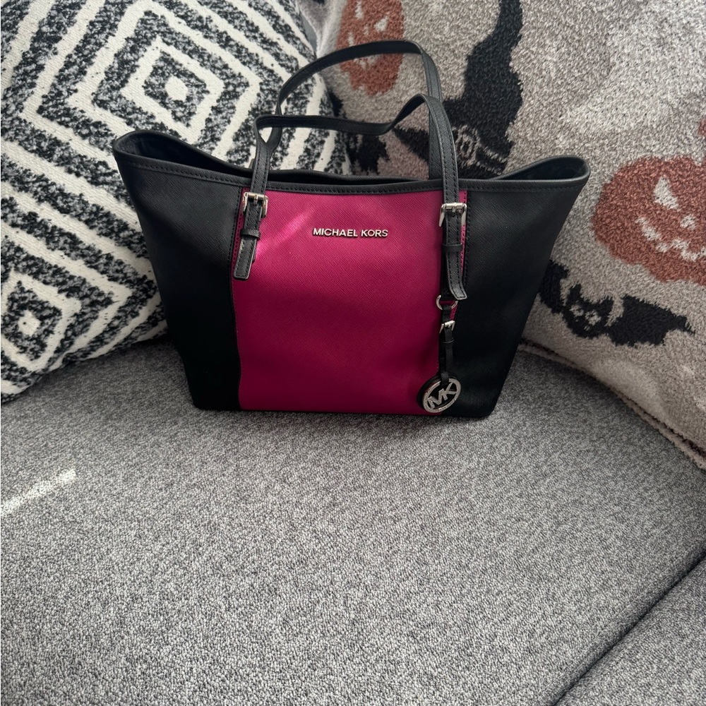 Michael Kors Black and Pink Tote Bag